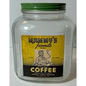 Mammy’s Favorite Coffee Glass Jar with Metal Lid – Vintage Collectible